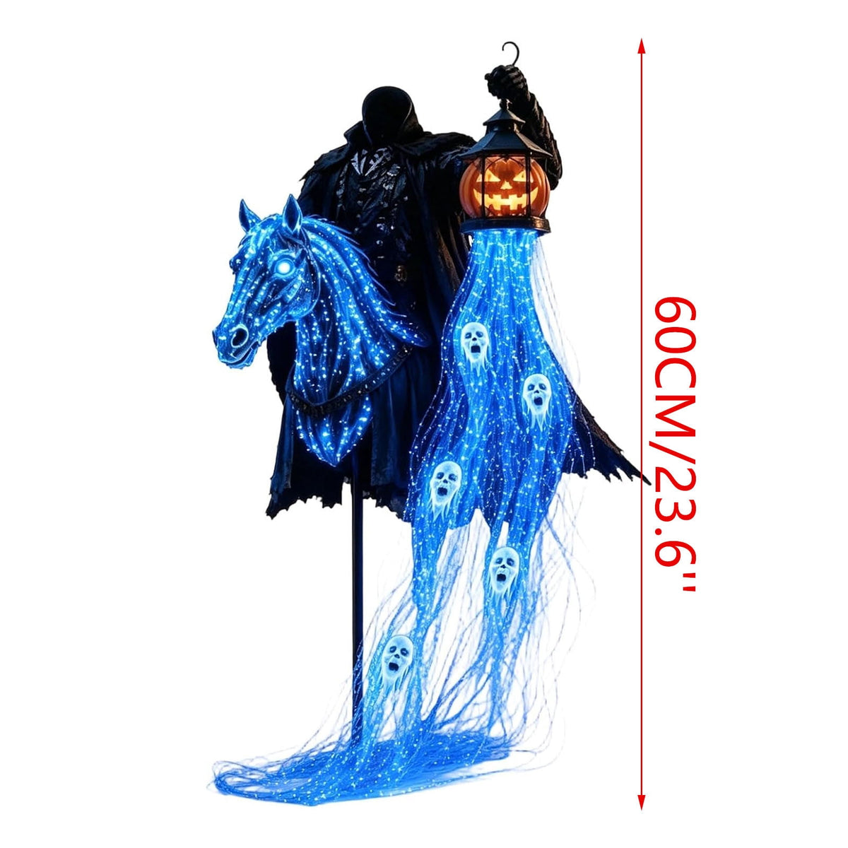 Solar Halloween Metal Moon Black Cat Garden Stake with LED Pumpkin Lantern, Light Up Star Bat Yard Decor Stake, Spooky Outdoor Lawn Pathway Halloween Decoration