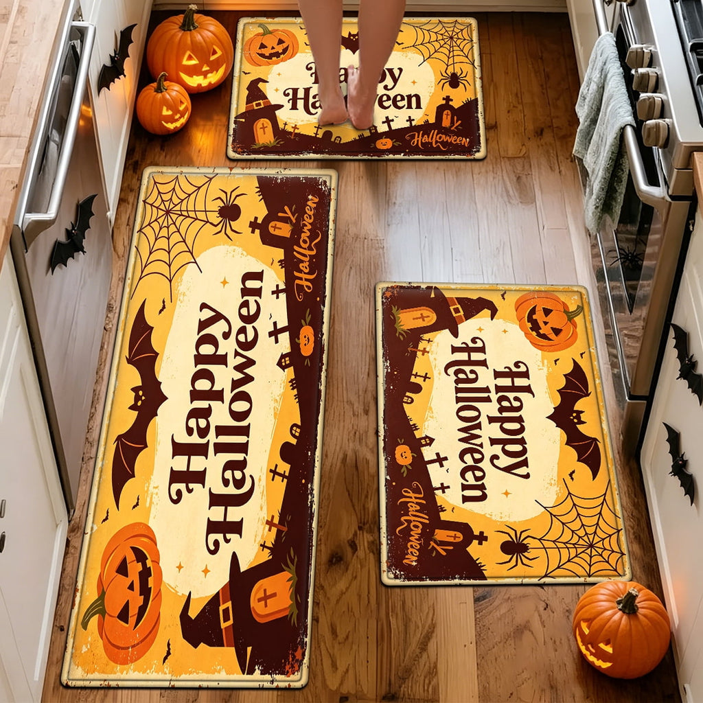 YIMEIS Halloween Orange Pumpkin Lantern Soft Non-slip 1Pc Flannel Mat and Kitchen Rugs,16''x24'',for Bathroom Entryway Bedroom