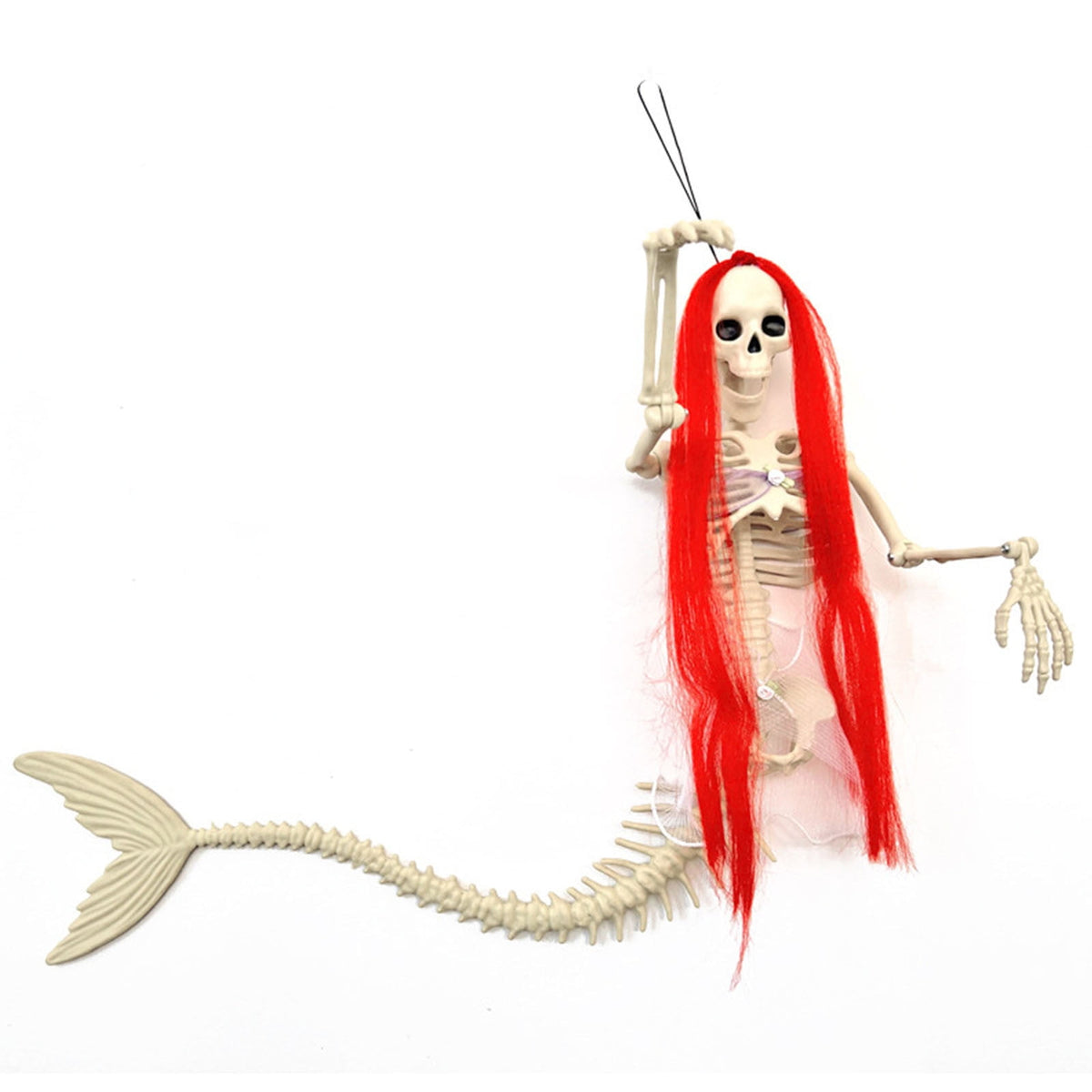 KMMYS Halloween Skeleton Fish Skeleton, Posable Joints, Mermaid Decor for Halloween Parties, Life-Size Decor for Haunted Houses, Outdoor Garden Decoration, Realistic Skeleton Prop