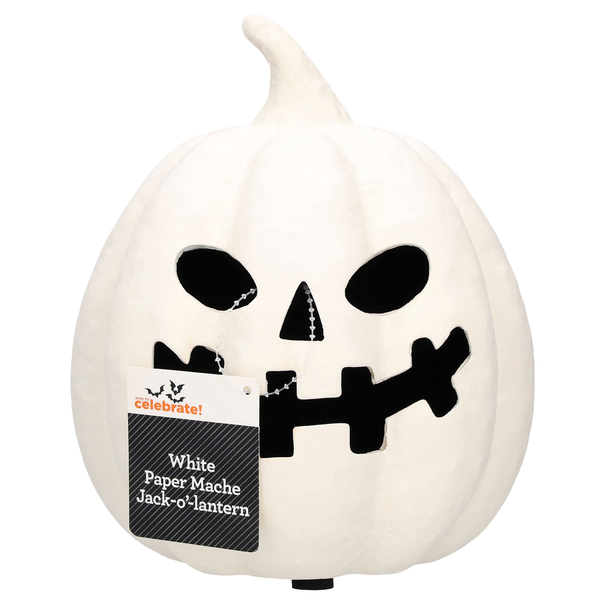 Paper Mache Jack-o'-Lantern Decoration, Black, 8.3", Halloween by Way To Celebrate
