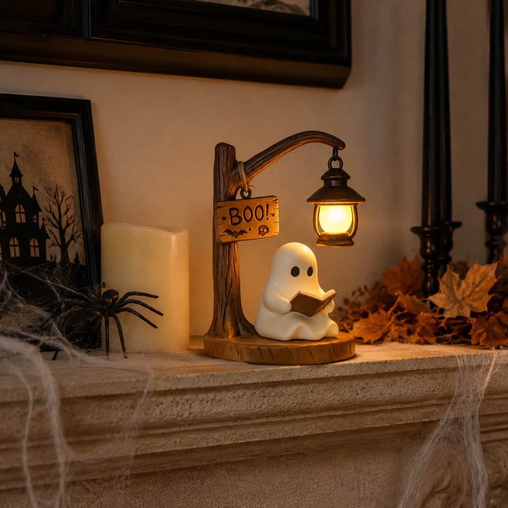 Gifts Under $20 Ghost Campfire Night Light, Flickering Flame Nightlight, Halloween 3D Cute Spooky Marshmallow Ghost Decoration for Bedroom, Spooky Season Home Halloween Decor for Ki*ds Adults