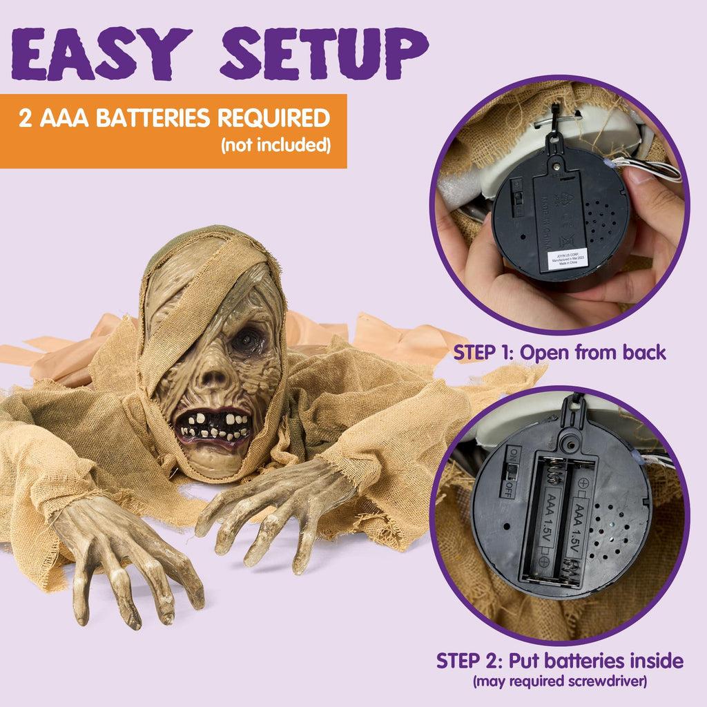 Joyfy Halloween Groundbreaker Halloween Decorations Zombie with Sound and Flashing Eyes,Outdoor Scary Halloween Yard Decorations,Haunted House Decorations