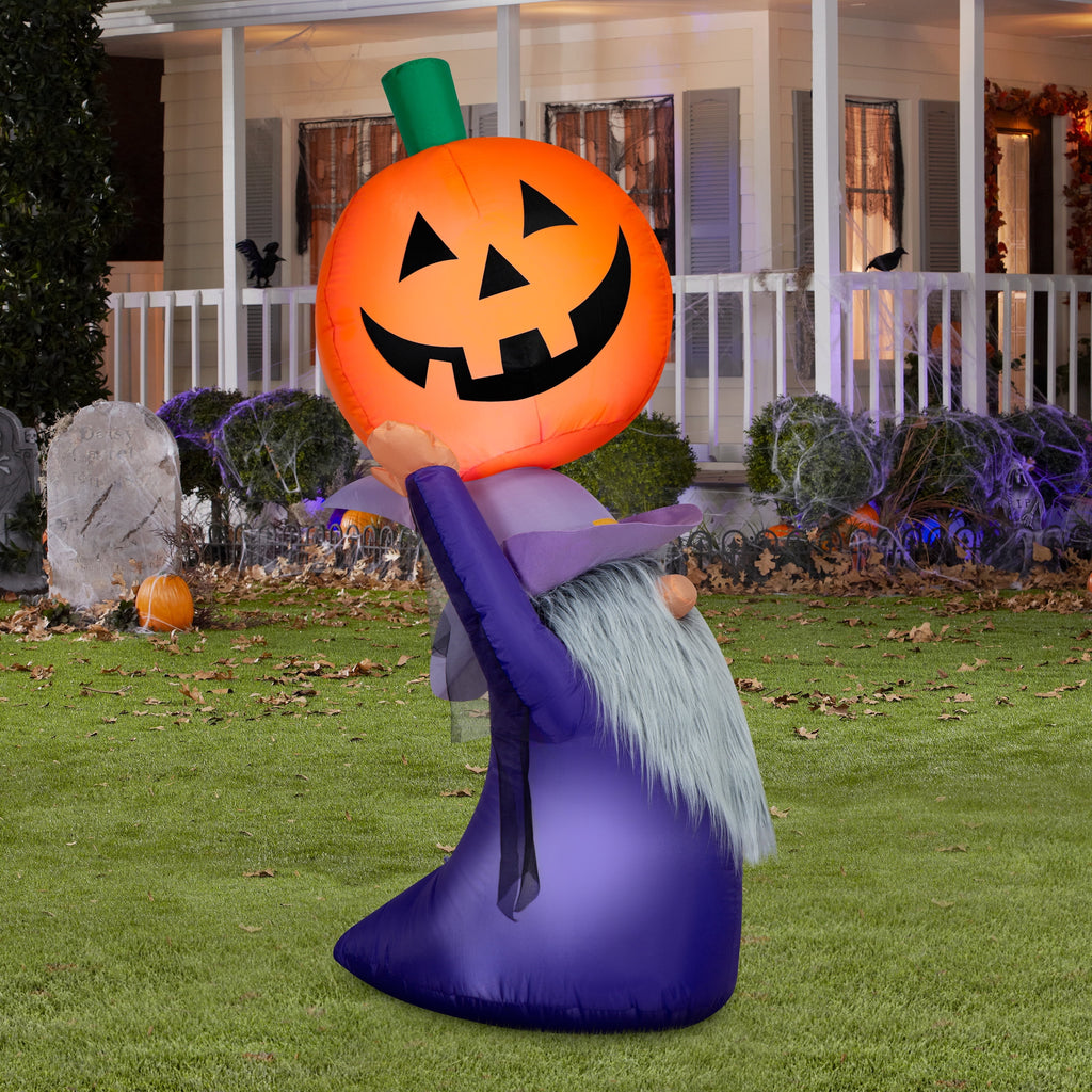 Gnome with Jack-o'-Lantern Airblown Yard Inflatable, Multicolor, 4.5', Halloween by Way To Celebrate