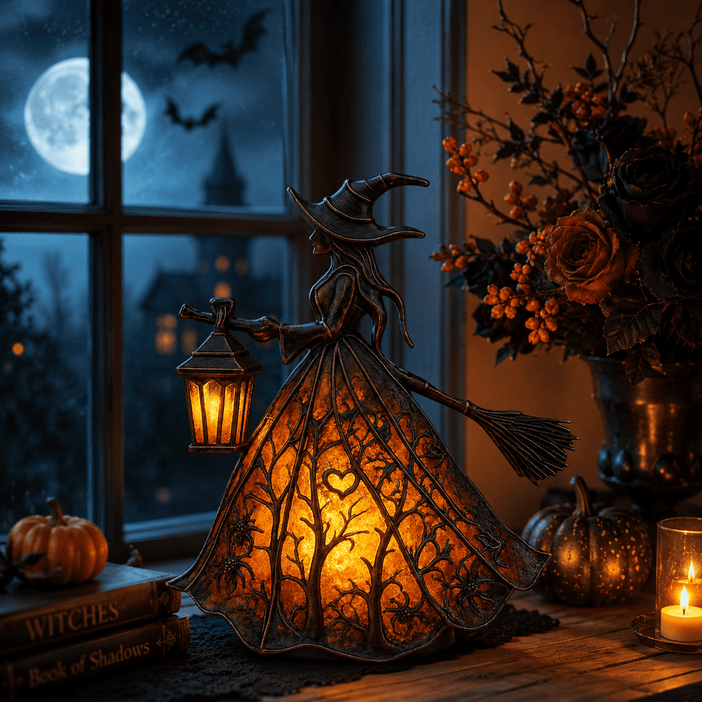 Diceymbol 11.81 Inch Halloween Ghost Night Light, Witch Hat Ghost Lamp with Jack O Lantern, Halloween Decorations Indoor for Table Mantel Party Decor