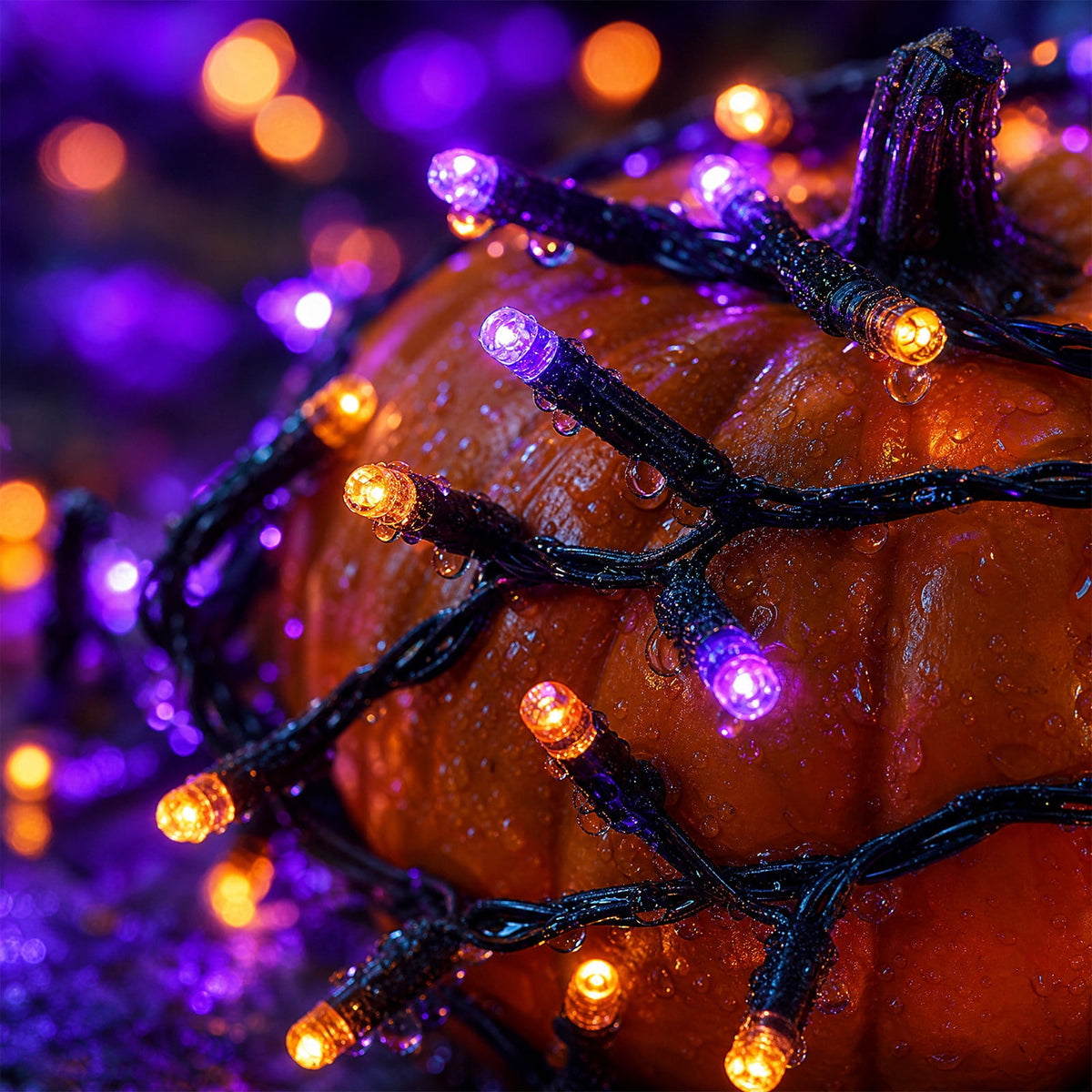Halloween String Lights, 39Ft 100 LED Orange Purple Outdoor Waterproof Plug in Fairy Lights with 8 Modes for Yard Porch Window Mantel Party Decor