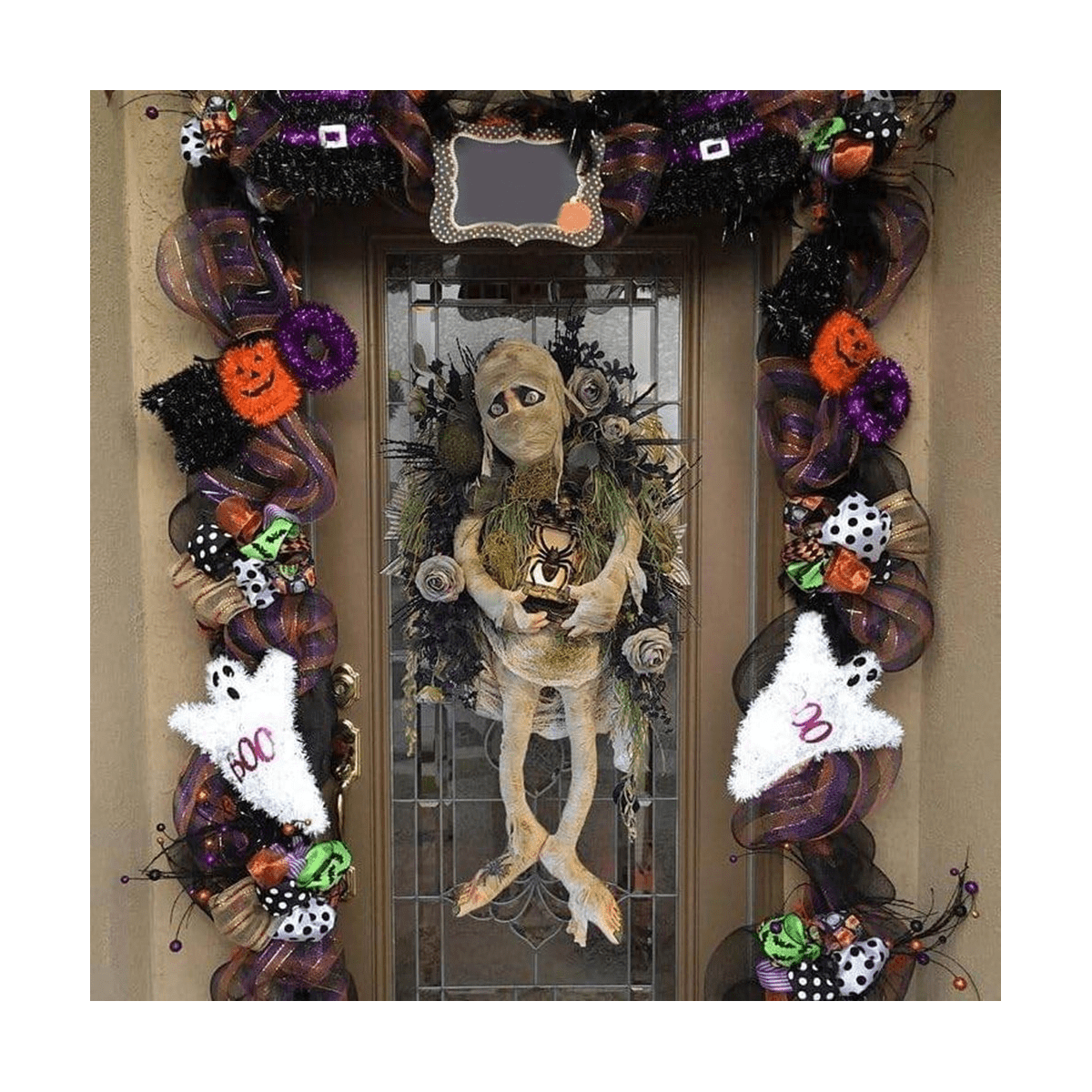 New Halloween Mummy Wreath for Front Door, Halloween Wreath Mummy