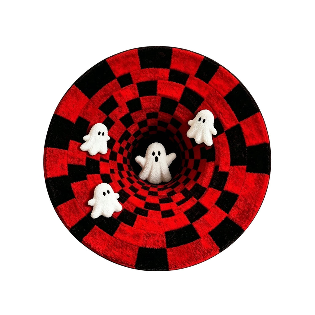 Win s Way 3D Illusion Round Halloween Rug Optical Illusion Doormat Non- Washable Entryway Decor Spooky Fall Front Door Mat for Party Decoration Available in 15.8/23.6/31.5 Inch