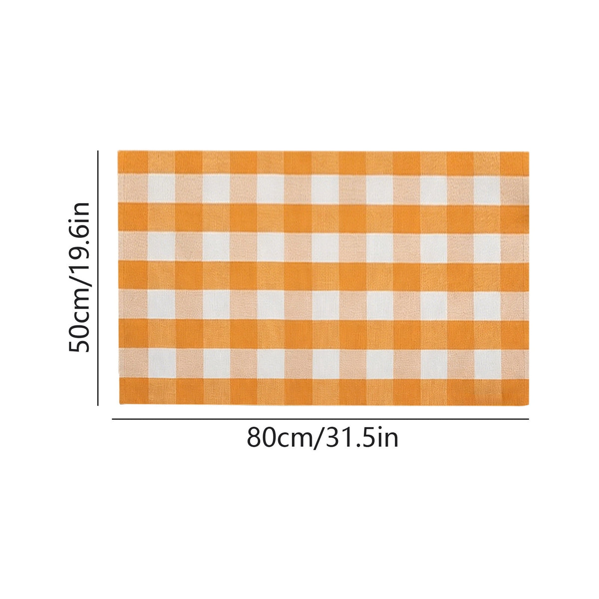 Orange Plaid Fall Outdoor Mat, Hand-Woven Porch Rug for Thanksgiving Halloween Door Decor