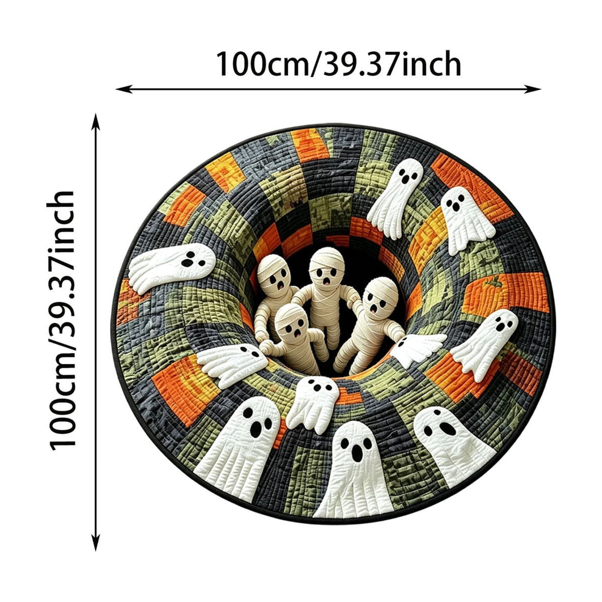 Win s Way 3D Illusion Round Halloween Rug Optical Illusion Doormat Non- Washable Entryway Decor Spooky Fall Front Door Mat for Party Decoration Available in 15.8/23.6/31.5 Inch