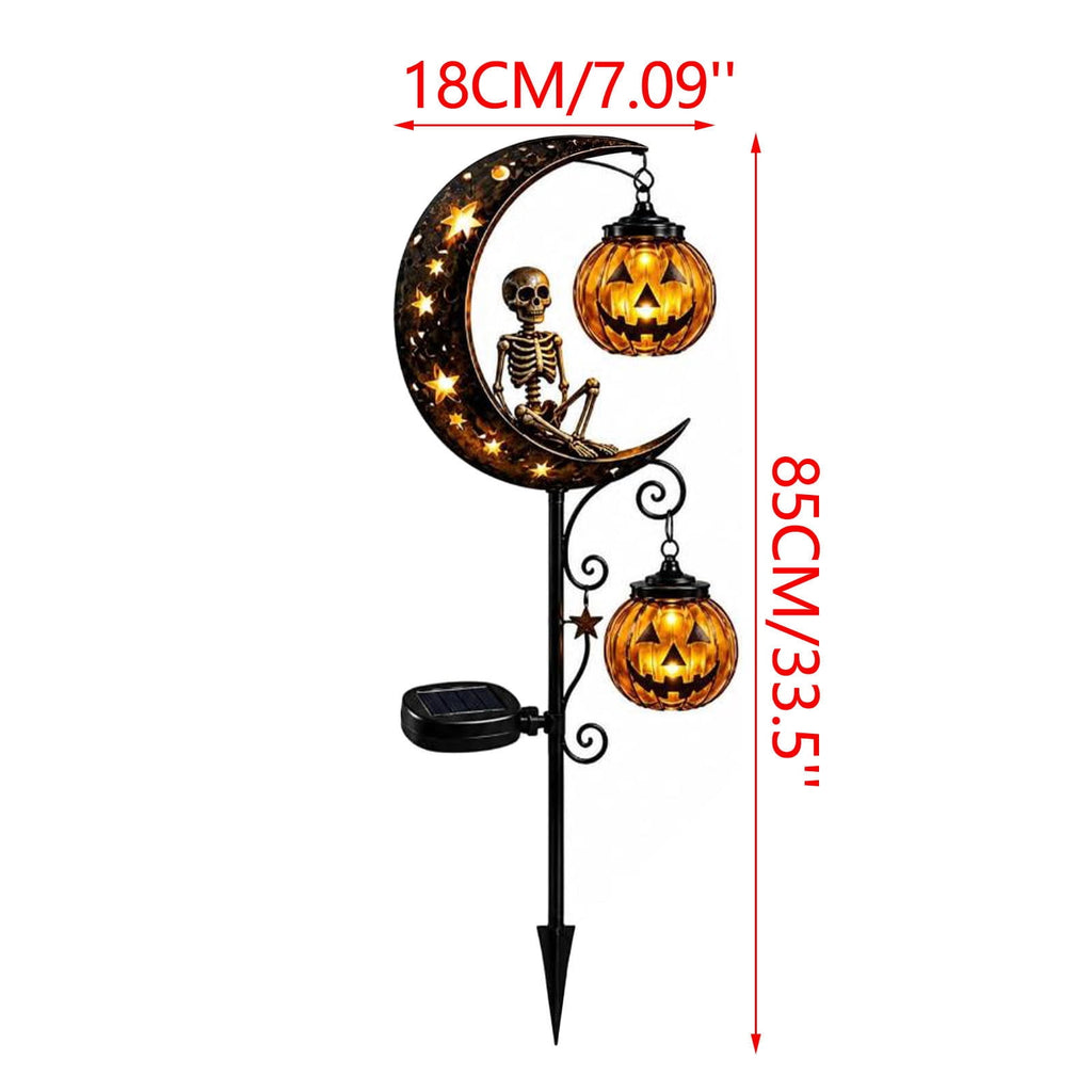 Halloween Solar Garden Stake Light,Metal Hanging Pumpkin Lantern Waterproof for Yard Lawn Proch