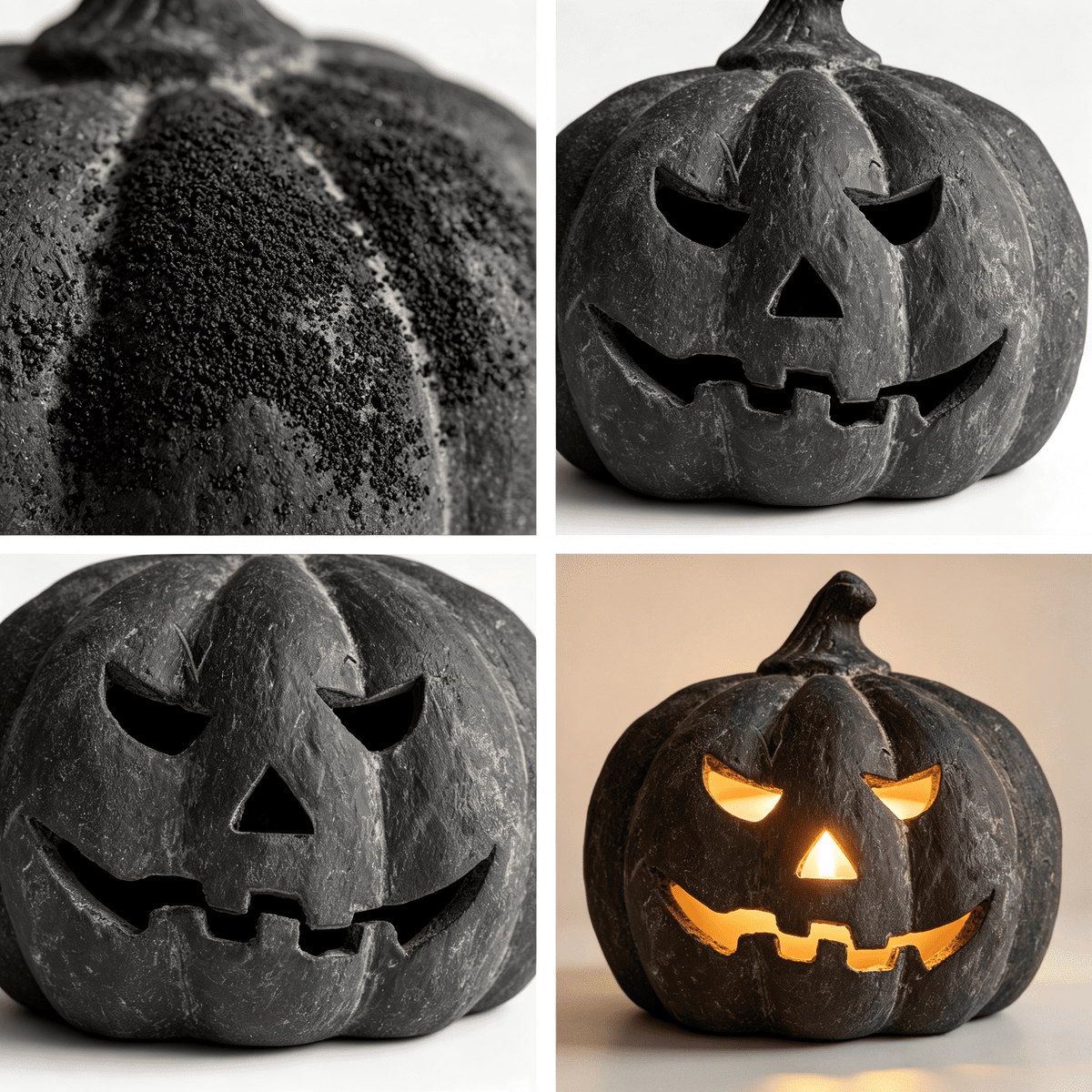 Halloween Decorations Outdoor - Fall Decor - 9.8"H Black Handmade Resin Jack O Lantern Pumpkin - Indoor Outside Gothic Festival House Centerpiece Decoration for Table Garden Living Room Mante