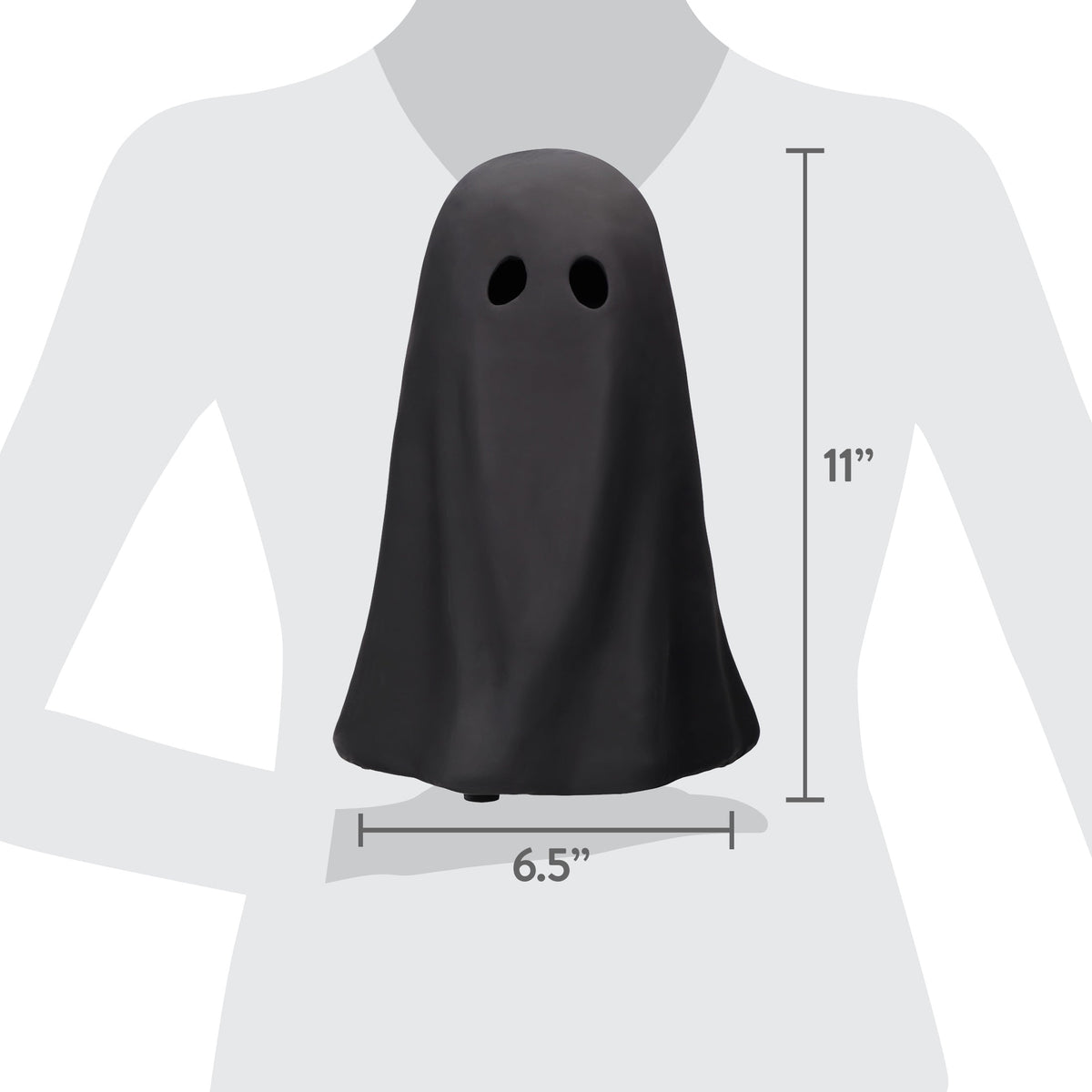 Paper Mache Ghost Decoration, Black, 10.9", Halloween by Way To Celebrate