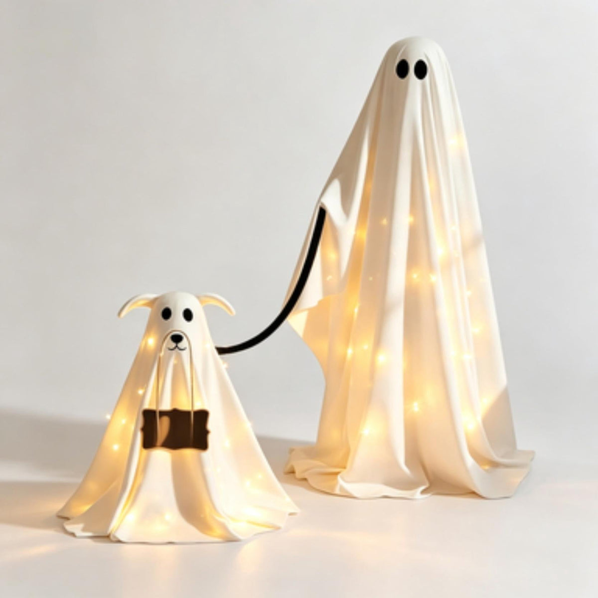 Lighted Halloween Ghost Candy Bowl, Cute LED Ghost Holding Pumpkin Candy Bucket for Trick or Treat, Outdoor Halloween Decorations for Front Porch, Indoor Yard Patio Halloween Decor