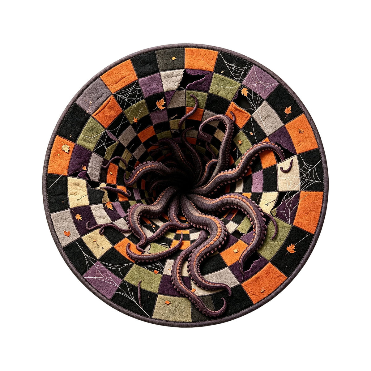 Win s Way 3D Illusion Round Halloween Rug Optical Illusion Doormat Non- Washable Entryway Decor Spooky Fall Front Door Mat for Party Decoration Available in 15.8/23.6/31.5 Inch
