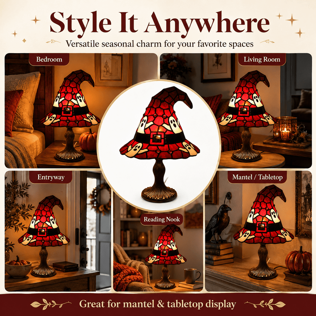 Diceymbol 11.81 Inch Halloween Ghost Night Light, Witch Hat Ghost Lamp with Jack O Lantern, Halloween Decorations Indoor for Table Mantel Party Decor