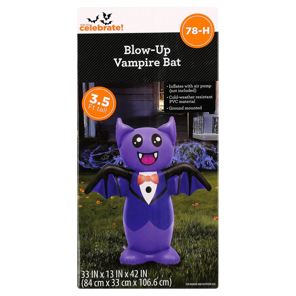 Blow-Up Vampire Bat Yard Inflatable, Black and Purple, 3.5', Halloween by Way To Celebrate