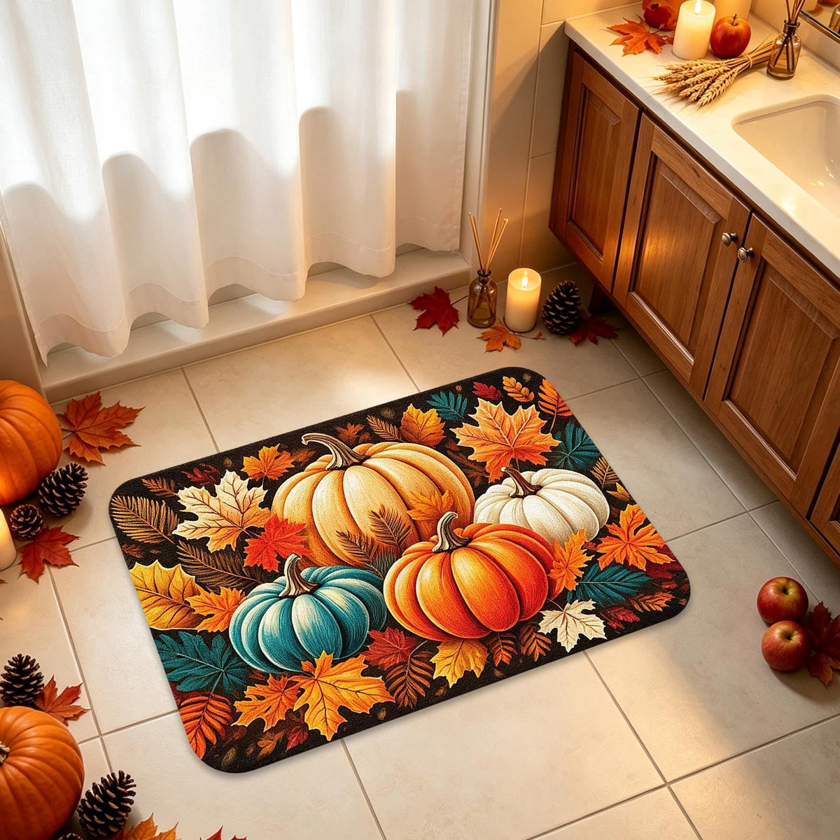 Autumn Door Mat for Entryway, 16x24 Inch, Fall-Themed Floor Doormat for Home Decor, Non-Slip Rug Mat for Living Room, Kitchen, Bedroom, Gifts for Fall Lovers (E)