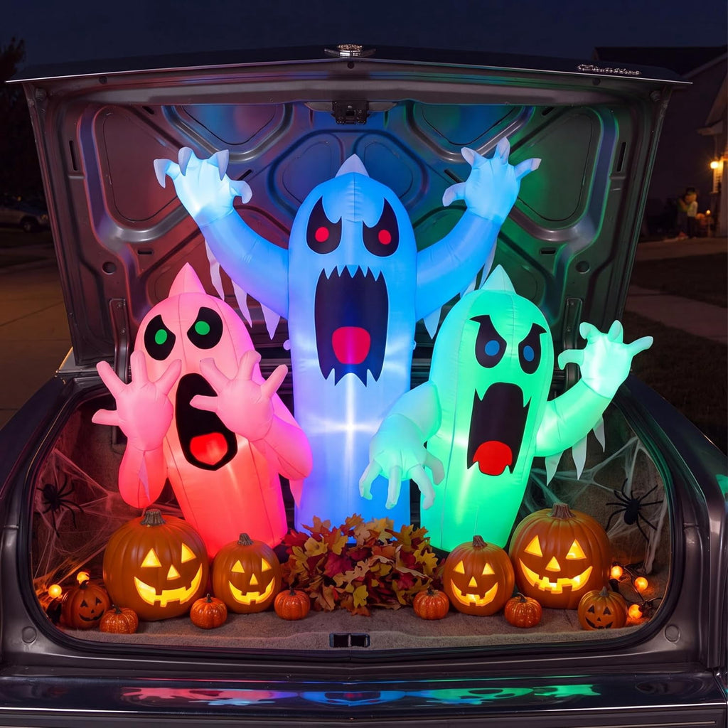 Joyfy 3.6 ft Animated Halloween Inflatable Dinosaur Decoration,Trunk or Treat Car Decorations Kit Dinosaur with Built-in LED Light for Halloween Party Indoor,Outdoor,Yard,Garden Decor