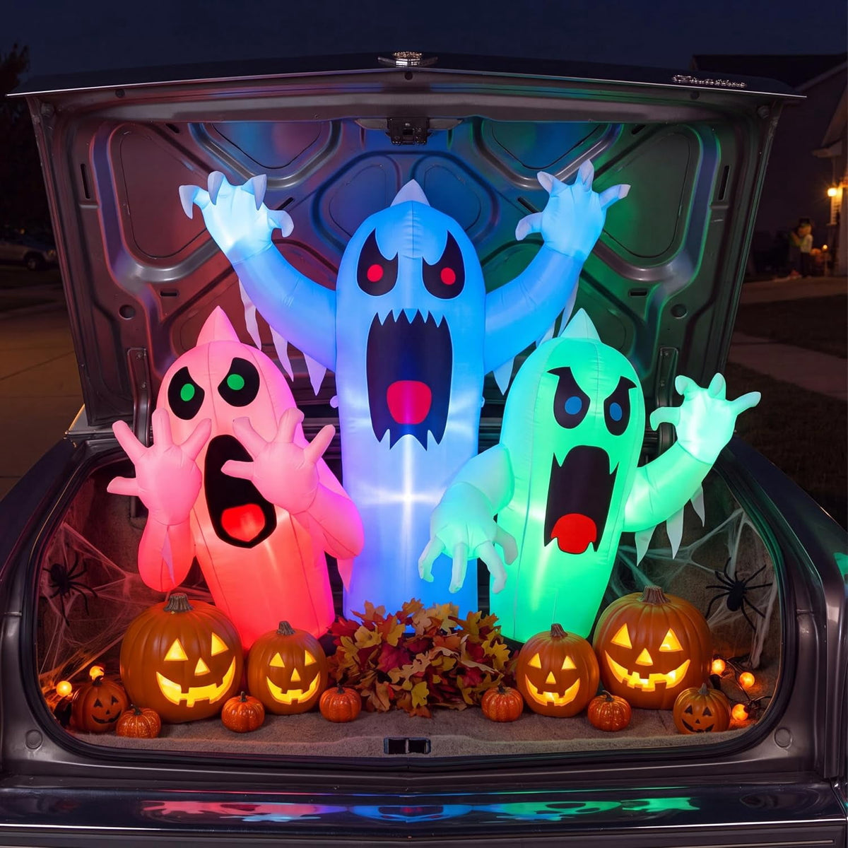 Joyfy 3.6 ft Animated Halloween Inflatable Dinosaur Decoration,Trunk or Treat Car Decorations Kit Dinosaur with Built-in LED Light for Halloween Party Indoor,Outdoor,Yard,Garden Decor