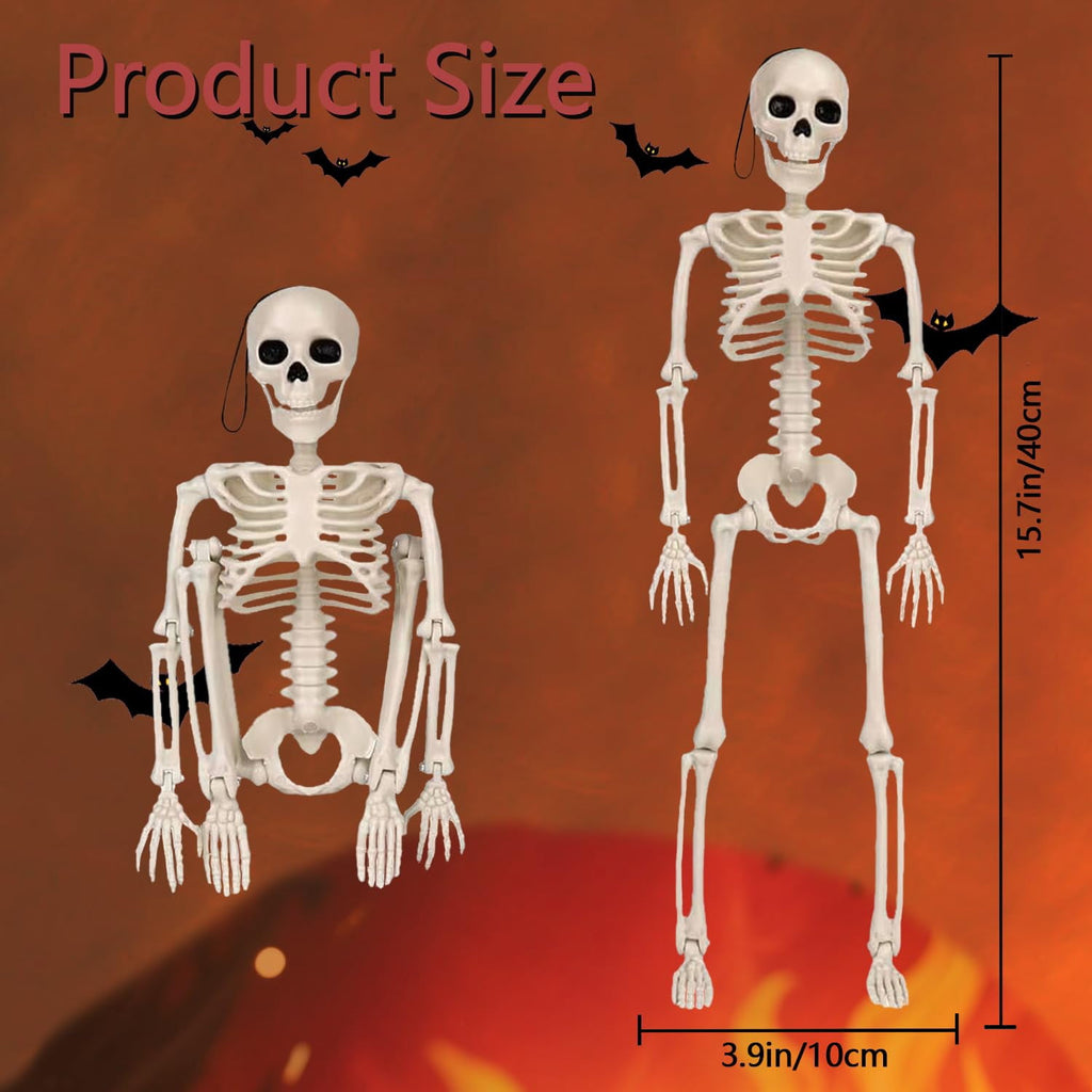 TETOU Halloween Pumpkin Skeleton Decorations with Posable Joints Skeletons for Party Haunted House Props Decorations, 2 Packs