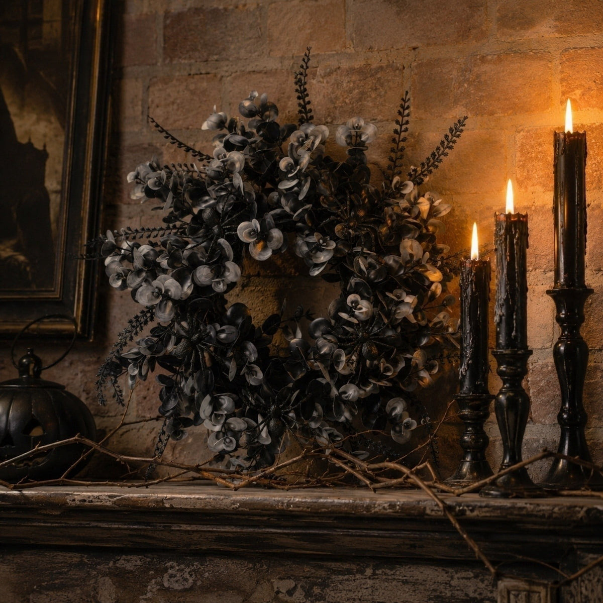 2026 Halloween Indooor Decoration Halloween Wreath Of Withered Branches Door Hanging Holiday Window Display Party Decoration Artificial Pumpkin Garland Wreath Wall Hanging