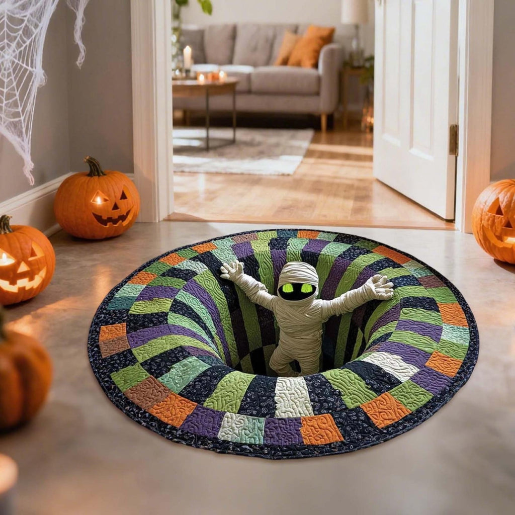 Win s Way 3D Illusion Round Halloween Rug Optical Illusion Doormat Non- Washable Entryway Decor Spooky Fall Front Door Mat for Party Decoration Available in 15.8/23.6/31.5 Inch