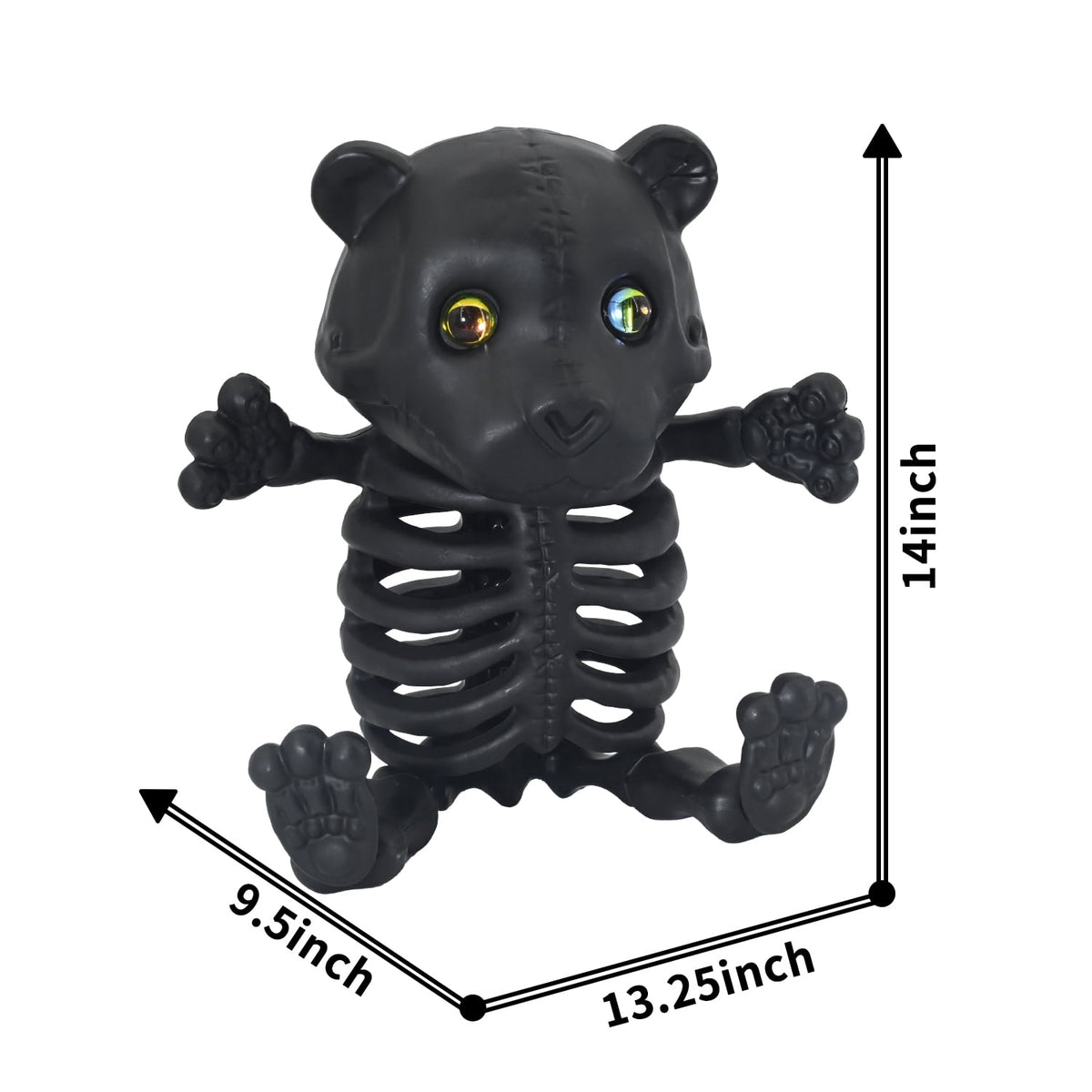 Seasons Large Halloween Teddy Bear Skeleton Decoration with Crystal Eyes, Skeleton Decor