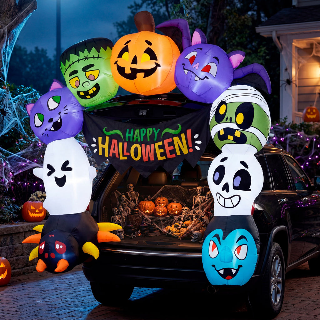 Joyfy 3.6 ft Animated Halloween Inflatable Dinosaur Decoration,Trunk or Treat Car Decorations Kit Dinosaur with Built-in LED Light for Halloween Party Indoor,Outdoor,Yard,Garden Decor