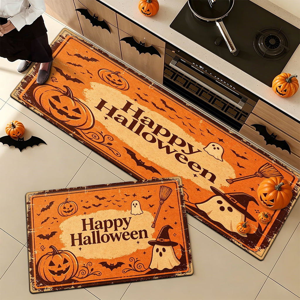 YIMEIS Halloween Orange Pumpkin Lantern Soft Non-slip 1Pc Flannel Mat and Kitchen Rugs,16''x24'',for Bathroom Entryway Bedroom