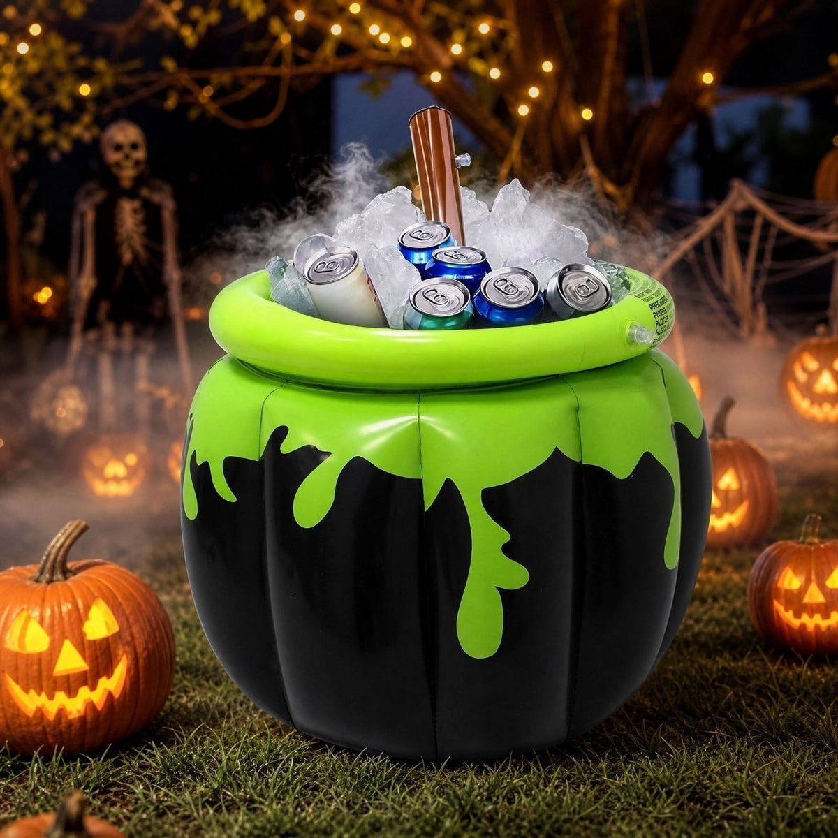 Halloween Inflatable Witch Legs Cauldron Cooler, 50+ Cans Super Capacity Drink Cooler, 40" Halloween Party Decorations for Holiday Party Home Indoor Outdoor Garden Lawn Yard