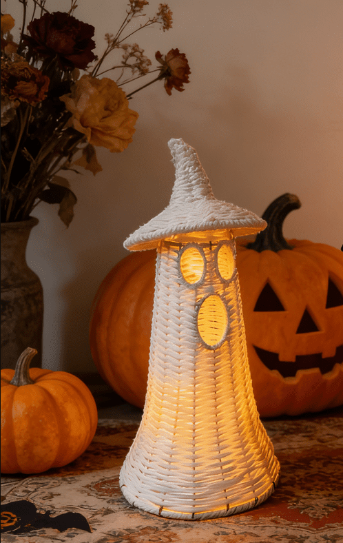 THOPBPRK 2026 Black Halloween Woven Pumpkin Jack-O'-Lantern, Halloween Decorations Pumpkin, USE LED Candle, Rattan Fall Halloween Decor for Home, 1Pack 11.8 Inch A
