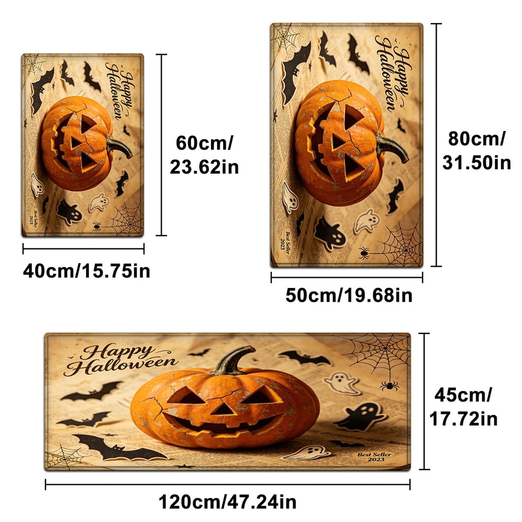 YIMEIS Halloween Pumpkin Lanterns Multi-purpose 1-Piece Flannel Mat and Kitchen Rugs,Soft Non-slip for Home Bedroom Bathroom