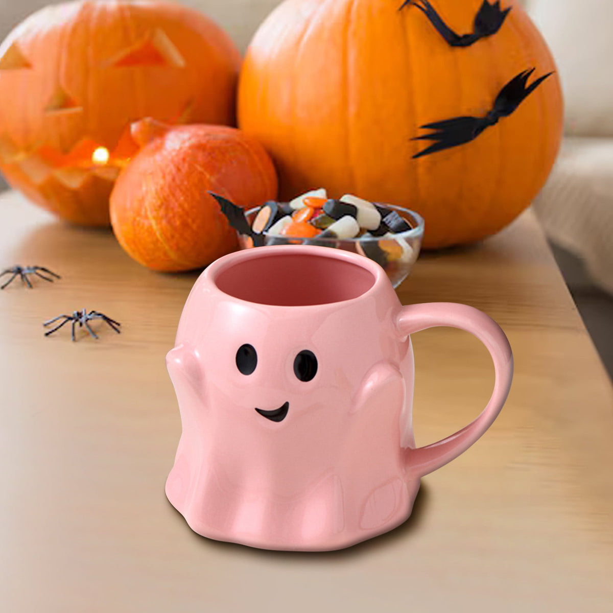 AuroraX Halloween Ghost Decor Outdoor Halloween Decoration Courtyard Tabletop Desktop Haunted Halloween Decoration for Yard Garden Pink