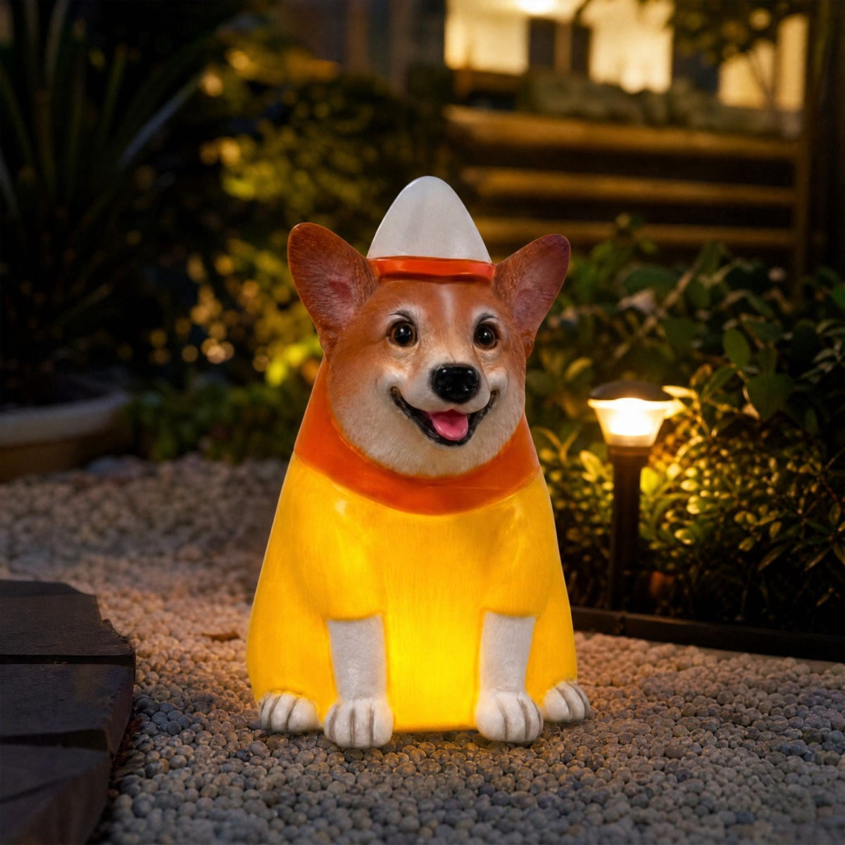 2026 New Halloween Light‑Up French Bulldog Figurine, Shark Outfit Dog Statue with Glowing Pumpkin, Waterproof Resin Table Holiday Decorations, Cute Spooky Halloween Decorations for Porch Yard Home