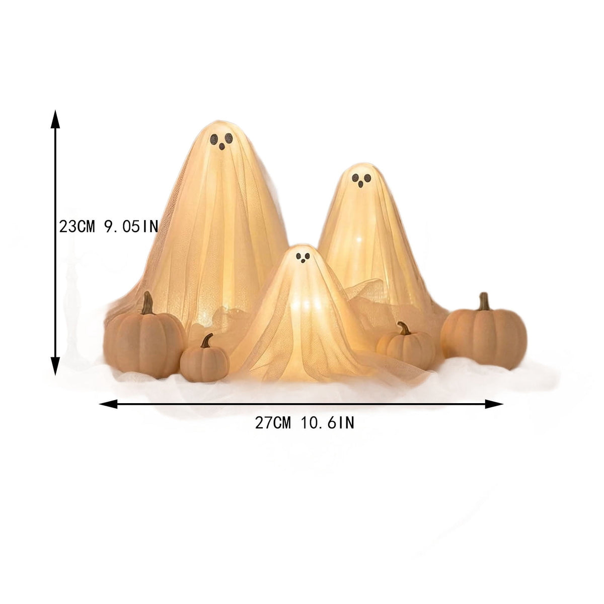Lighted Halloween Ghost Candy Bowl, Cute LED Ghost Holding Pumpkin Candy Bucket for Trick or Treat, Outdoor Halloween Decorations for Front Porch, Indoor Yard Patio Halloween Decor