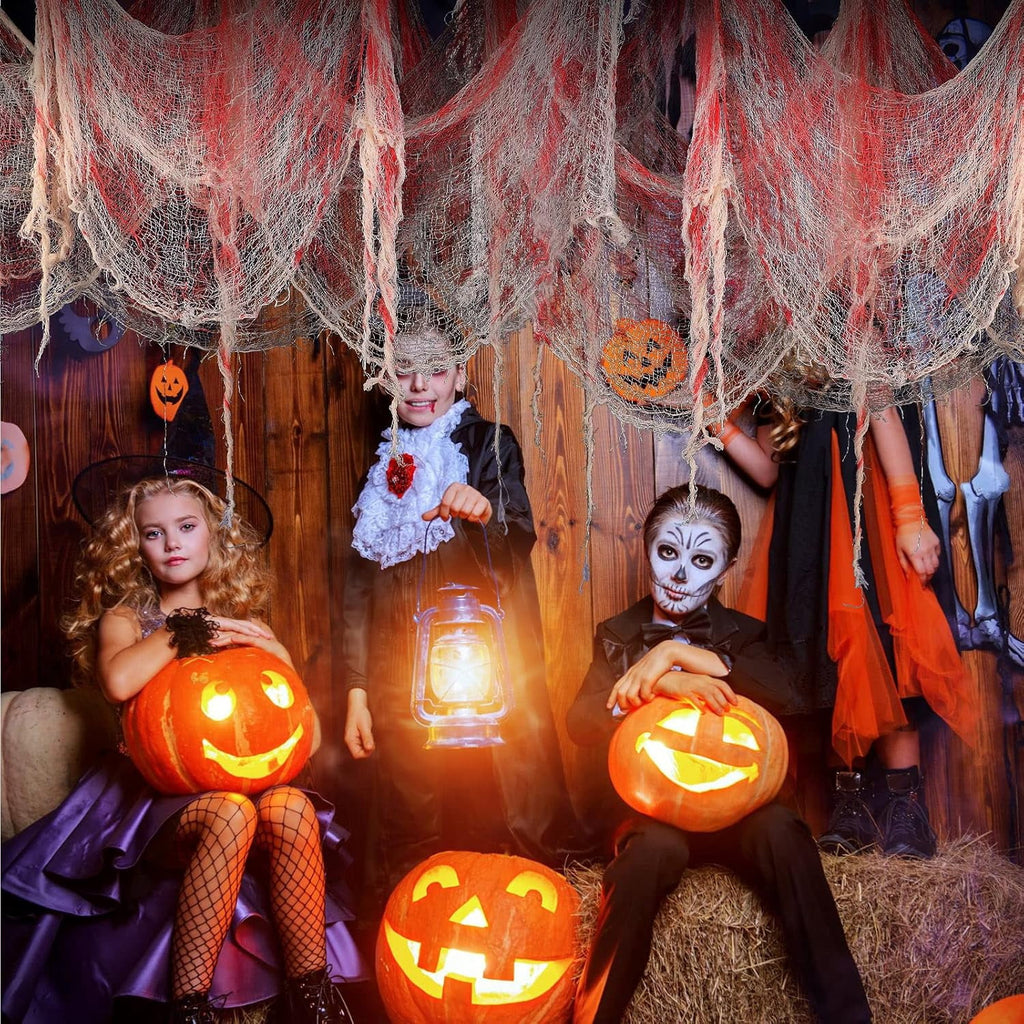 CQHVKQ 5 Pack of Halloween Creepy Gauze Cloth Decoration Set, Indoor Outdoor Black Scary Halloween Gauze Tapestry Decor, Spooky Decorations for Home, Yard, Haunted House & Party Supplies, 72" x 30"