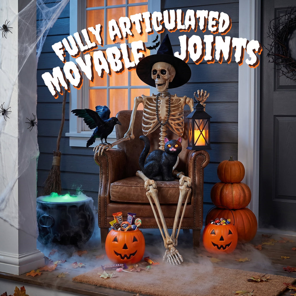 Ayieyill 5.4ft Halloween Skeleton Decorations, Weathered Posable Skeleton Decor for Halloween Decorations Outdoor Indoor