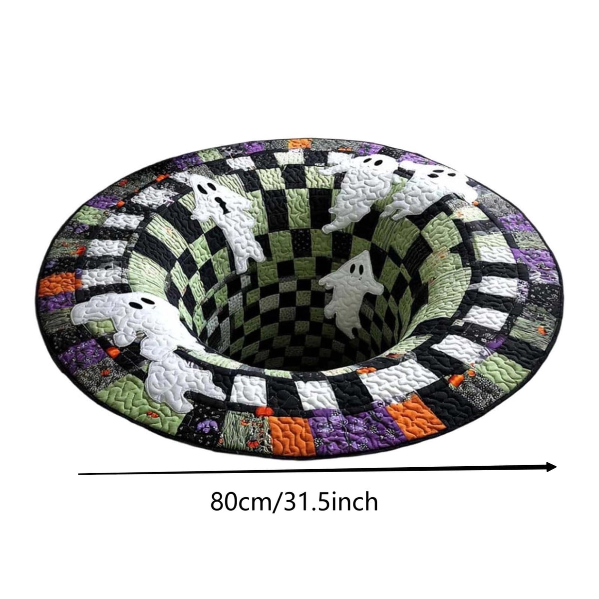 Win s Way 3D Illusion Round Halloween Rug Optical Illusion Doormat Non- Washable Entryway Decor Spooky Fall Front Door Mat for Party Decoration Available in 15.8/23.6/31.5 Inch