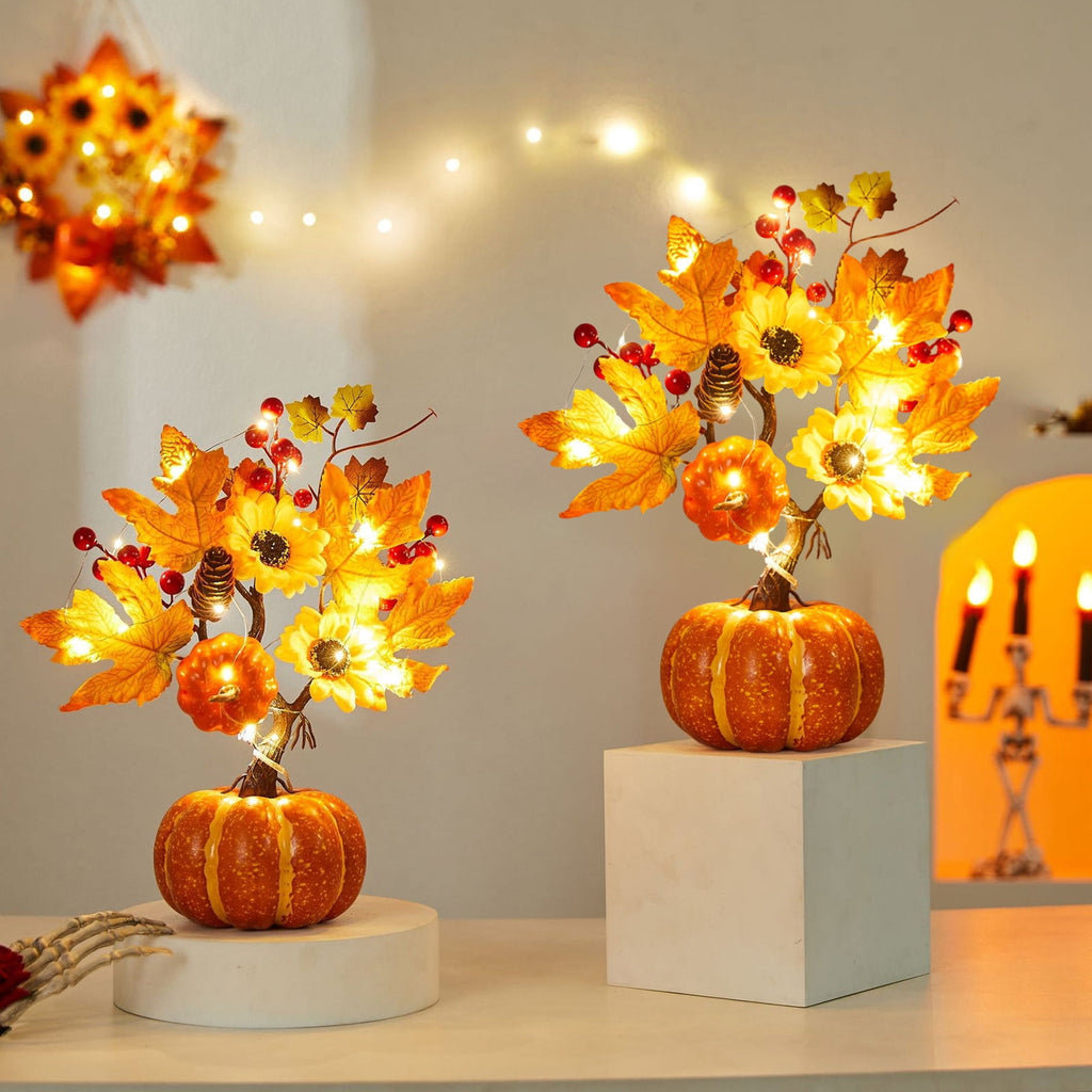 YIMWNYI Halloween Simulation Pumpkin Tree Decoration, Autumn Thanksgiving Home Decor, Festive Ornaments for Dining Table and Living Room, Perfect for Fall Celebration, Faux Floral Centerpiece
