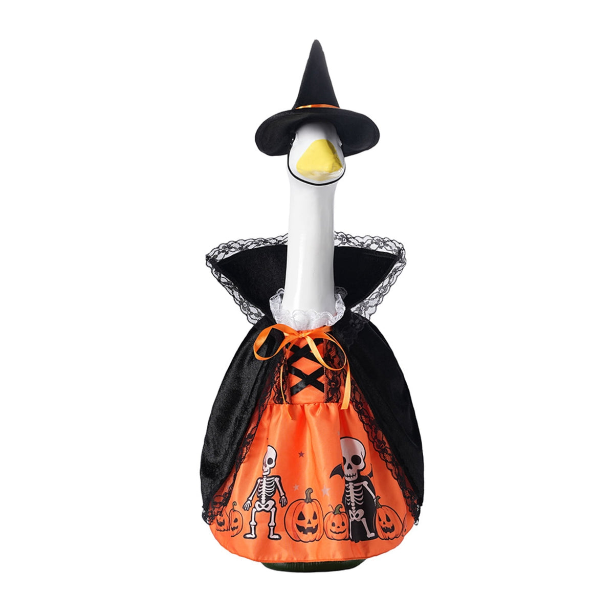 Halloween Garden Porch Decor, Porch Goose Outfits Halloween, 23 Inch Porch Goose Outfits, Witch Dress and Hat Set, Fits 23X11X26 Inch Standing Plush Goose for Front Porch Lawn