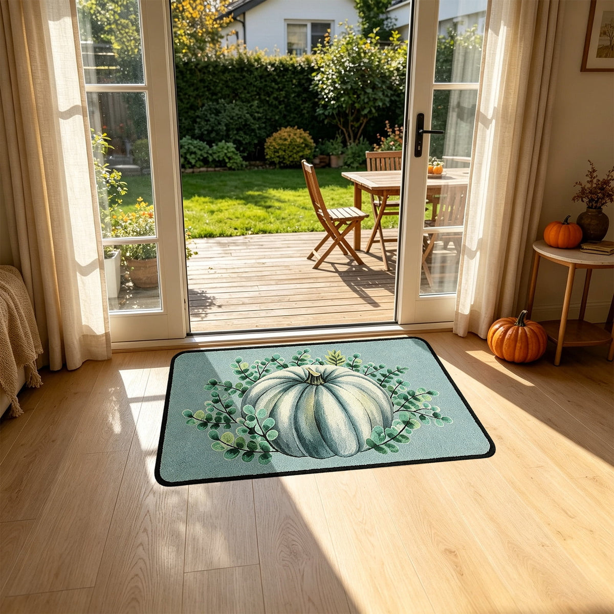 Yhmxh Fall Pumpkin Decorative Door Mat, Autumn Harvest Welcome Entryway Rug, Non‑Slip Absorbent Front Doormat, Seasonal Floor Mat for Indoor Outdoor Halloween Home Decoration 15.7x23.6 Inch