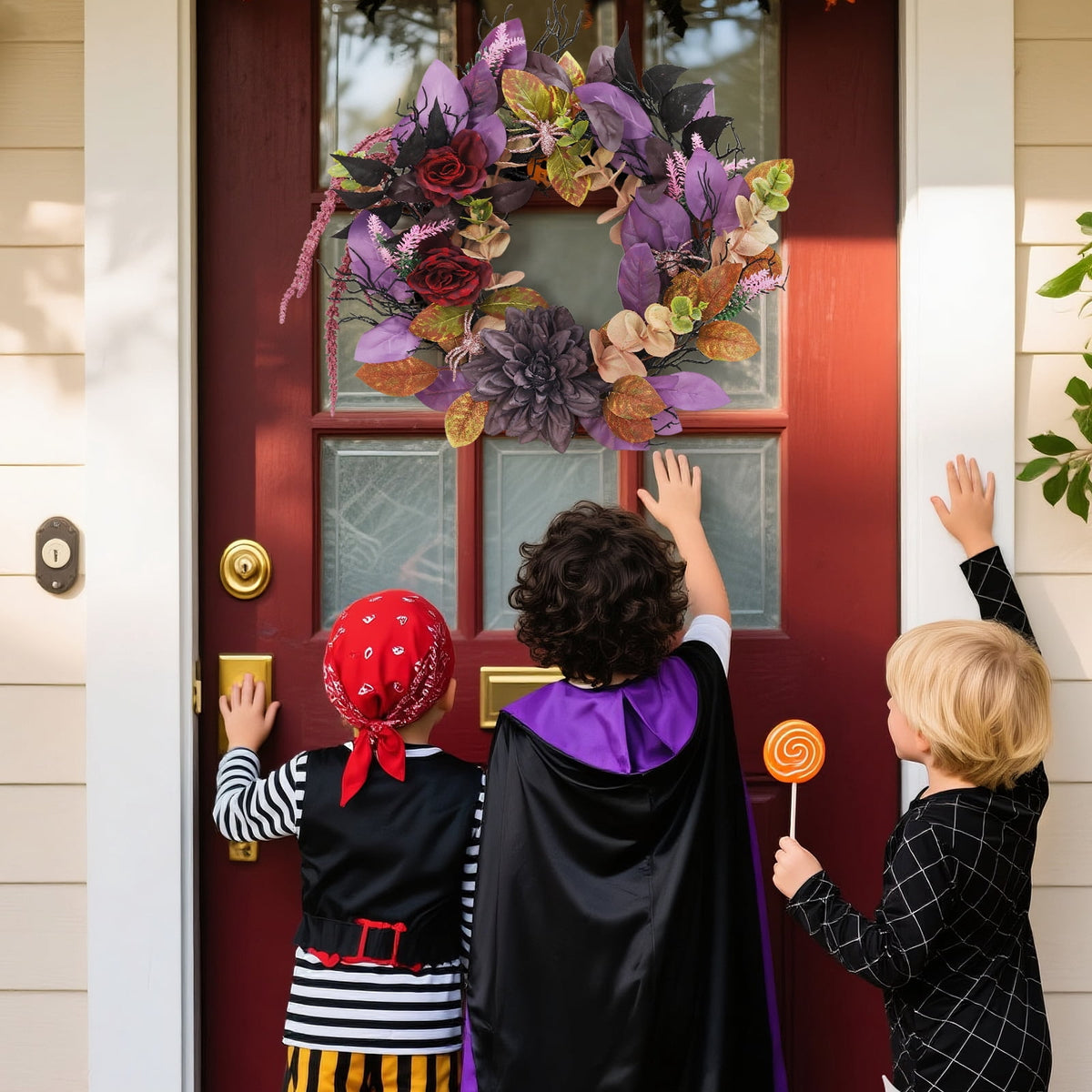 Garvee Halloween Wreath for Front Door, 18 Inch/20 Inch Fall Wreath for Indoor Outdoor Wall Window Porch Patio Garden Farmhouse Home Party Prom Decoration