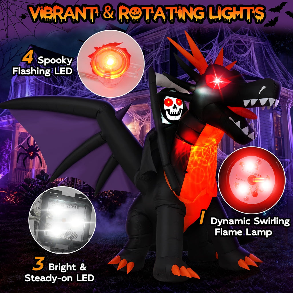 BSHAPPLUS® 9ft Halloween Inflatable Decorations,Blow up Yard Decor with Auto-Scaling Ghost in Pumpkin, Witch, Tombstone,Black Cat,Built-in LED,IP44 Waterproof for Outdoor Lawn Garden Party