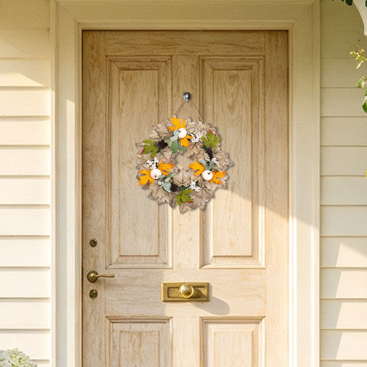 Fall Wreaths for Front Door, Farmhouse Autumn Wreath with Pumpkin Decorations, Fall Door Wreath Outdoor Indoor Thanksgiving Harvest Fall Decor