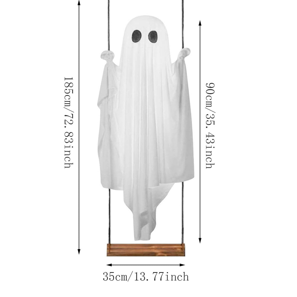 Light Up 2.1 Ft Ghost Walking Dog 2 Pcs, Halloween Ghost Decoration, Adjustable Standing Porch Yard Lawn Decor, Modern Farmhouse Halloween Yard Decor (A)