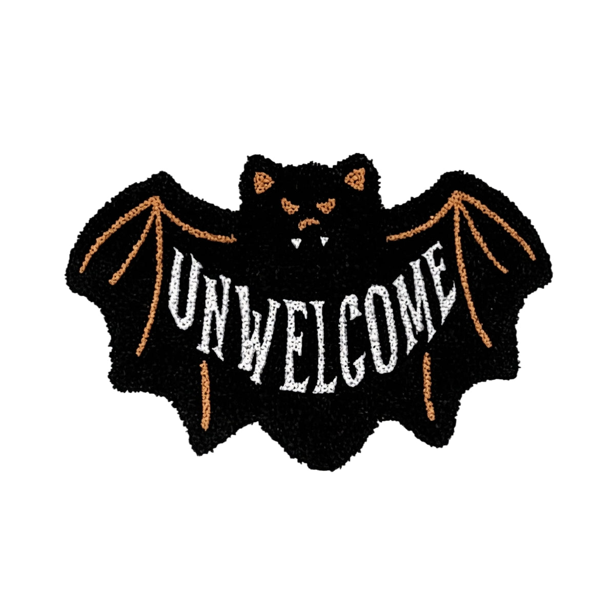 Gothic Halloween Bat Shaped Bath Mat, 23.6 x 15.7 in Unwelcome Pattern, Thick Decorative Entryway Floor Rug