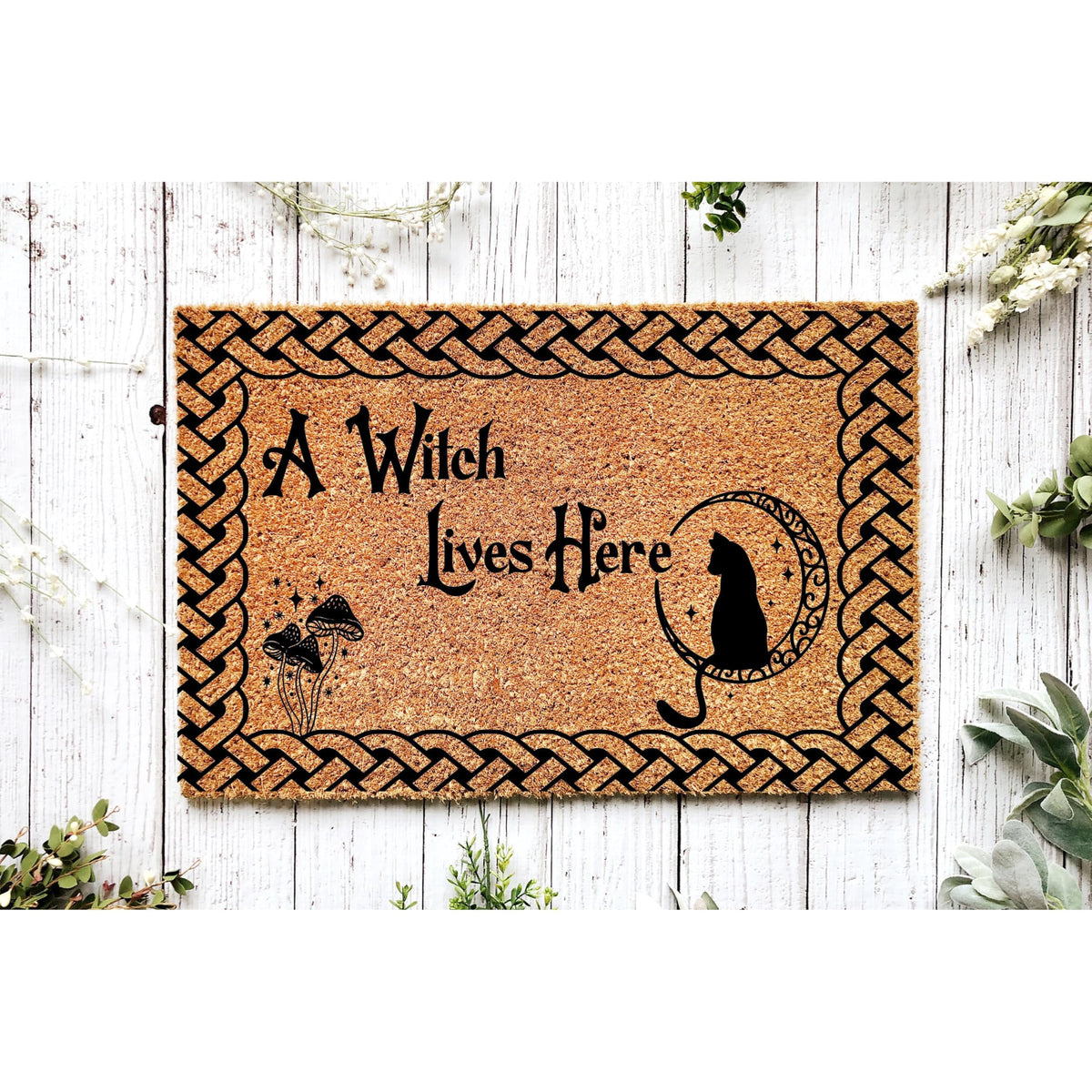 Doormat A Witch Lives Here Halloween Fall Decor Funny Outside Welc (18" x 30") #5139