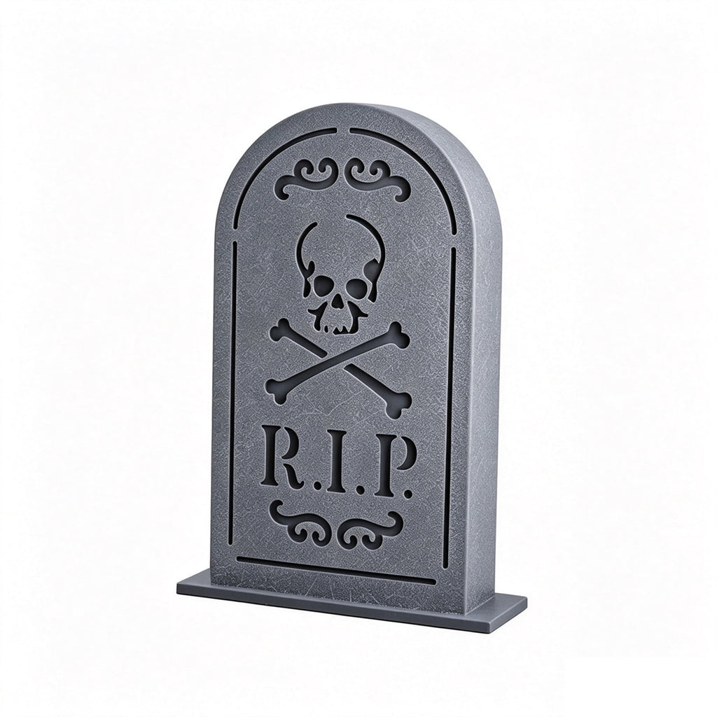 AURIGATE Lit Halloween Tombstone Decoration, Resin Light Up Tombstone with Skeleton Hands, for Tabletop Mantel Spooky Party Decor