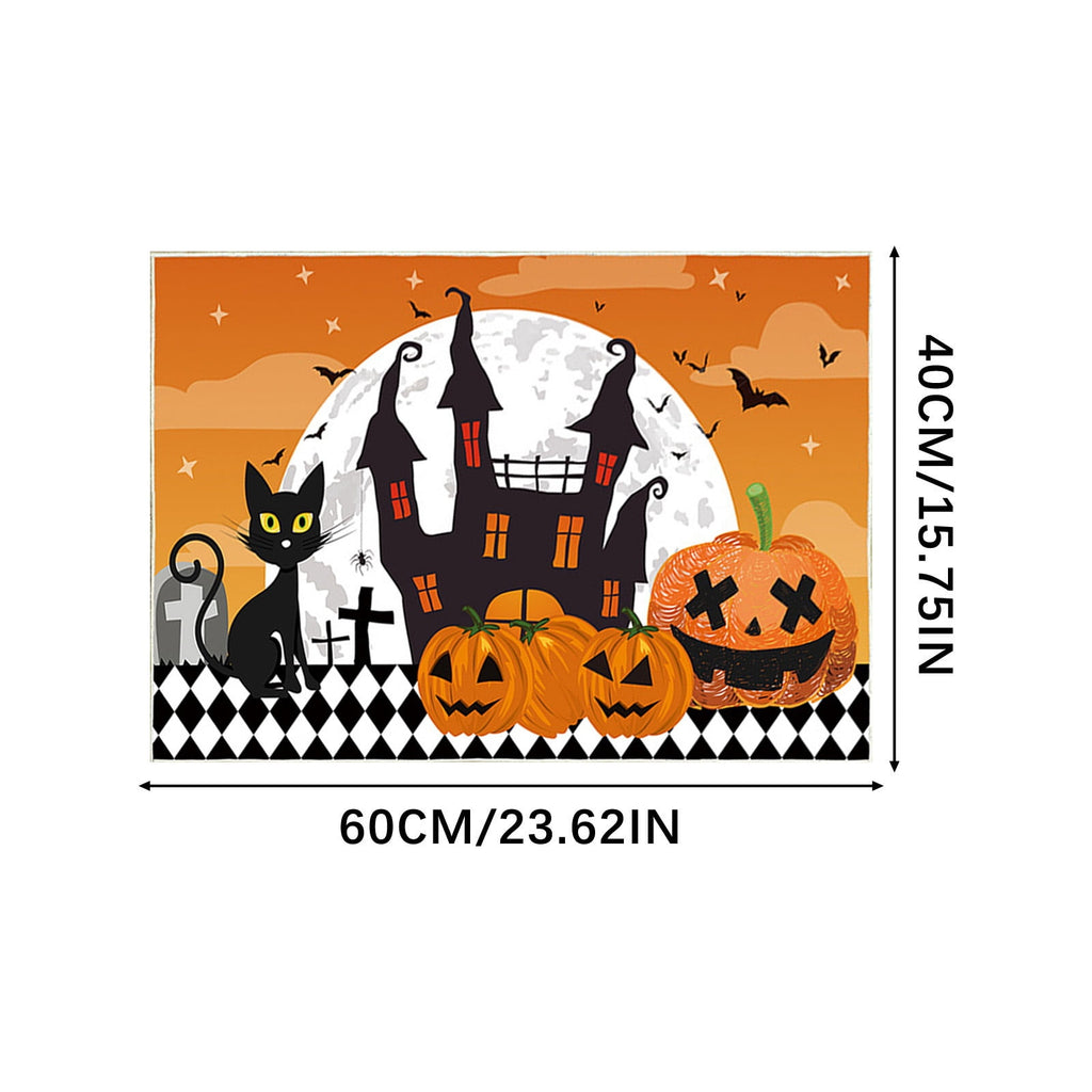 JLFNYA Halloween Rug,15.7*24inch Checkered Rug,Rug Halloween Fall Door Mat Cotton Washable Area Rugs Door Mat Outdoor Entrance for Front Porch Entryway Fall Farmhouse