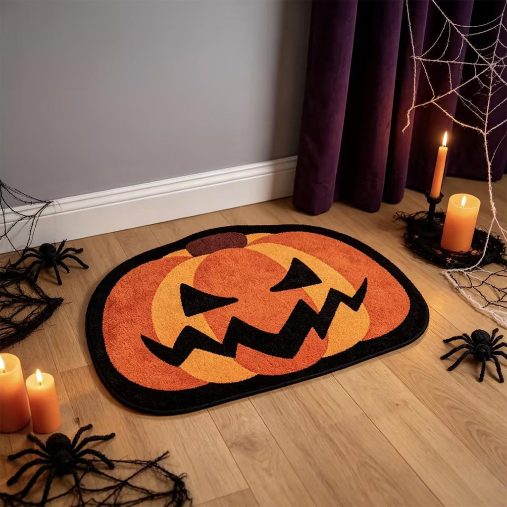 Halloween Door Mat Pumpkin Shaped Non-Absorbent Skidproof Mat 15.75x23.62in Polyester Skidproof & Weather Resistant for Front Door Porch Indoor Outdoor Halloween Door Mat by MPOISVA
